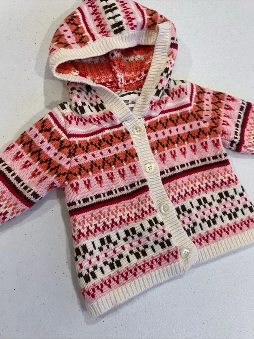 OshKosh B'gosh Hooded Cardigan in Pink & Cream